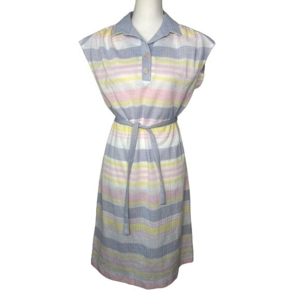 Vintage Marty Gutmacher Womens USA Unión made 70’s dress striped midi size 12